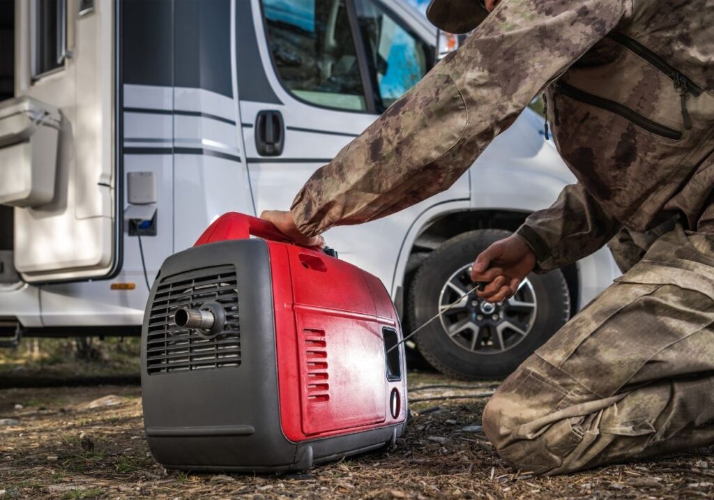RV technician fixing an RV Generator
