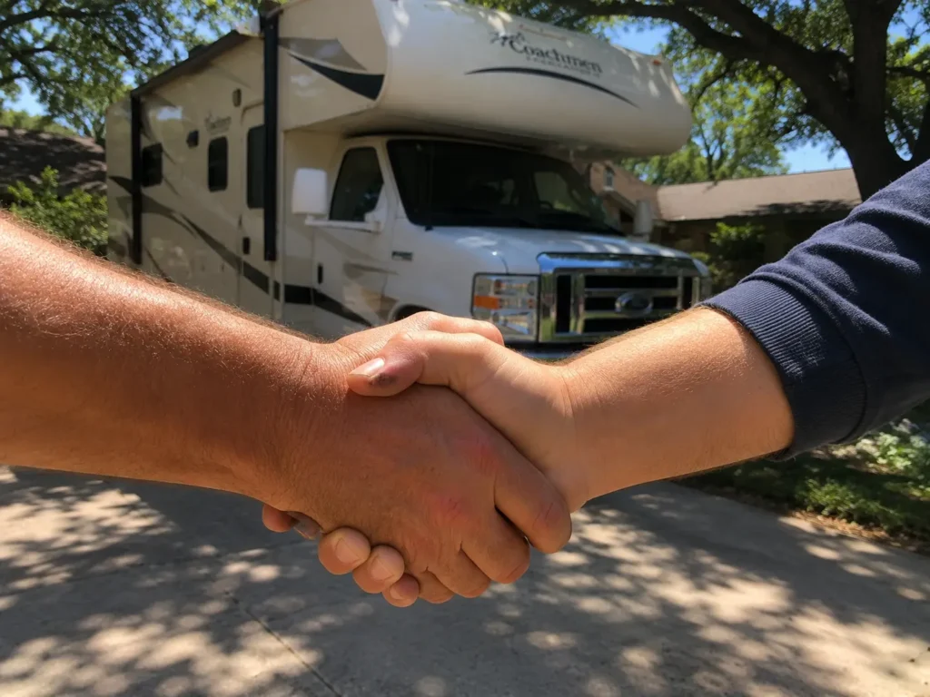 Austin mobile RV repair technician handshake